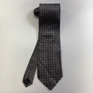 Vintage Manzoni Gray Geometric Silk Tie Made Italy 100% Silk Wide 3.75"